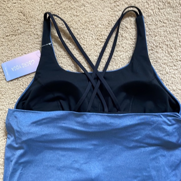 CRZ YOGA  WOMENS SPORTS SOFT BUILD- IN BRA. STRAPPY BACK TANK TOP. - Picture 5 of 15